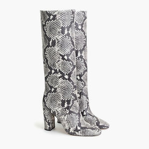 NWT J. Crew Tall high-heel boots in faux snakeskin